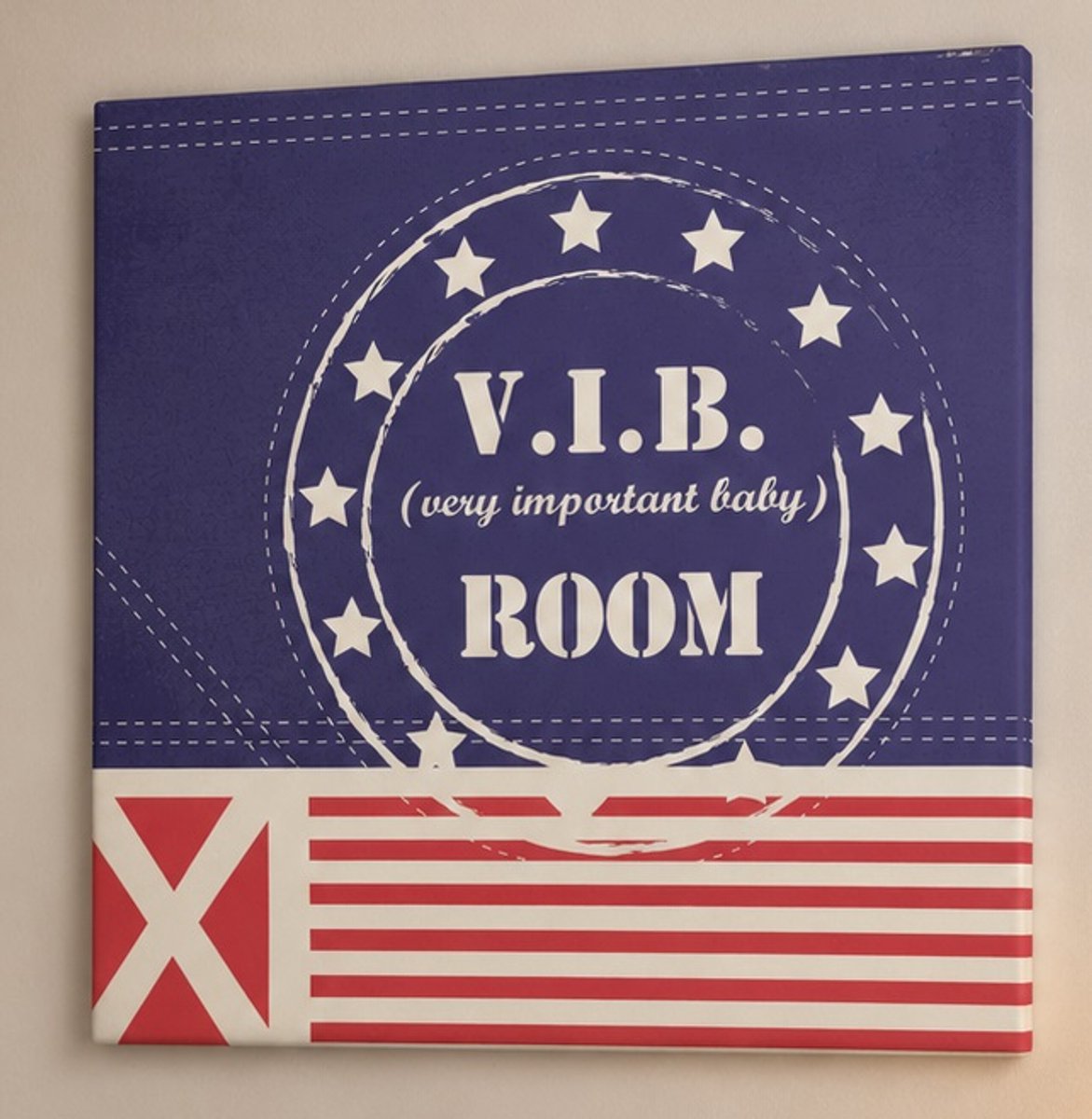 ZoeZo Design - schilderij - canvas - baby - kind - kinderkamer - babykamer - geboortecadeau - 40 x 40 cm - met spreuk - vlag - V.I.B.