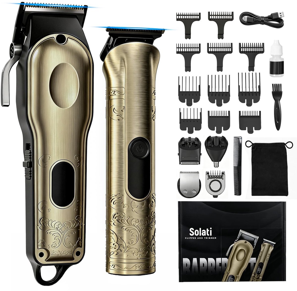 Tondeuse Set van 2 – Haar- en Baardtrimmer – Draadloos – Waterdicht – LCD Display – 300 min Accu