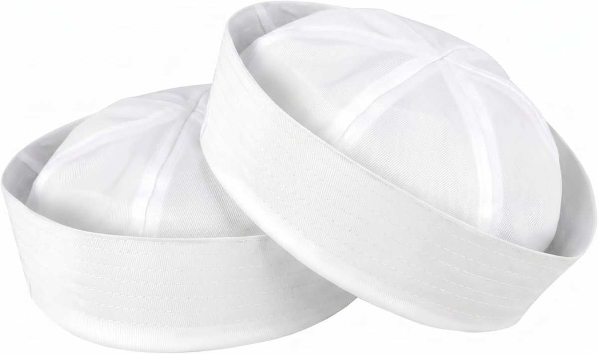Set van 2 Witte Matrozenhoeden voor Volwassenen en Kinderen - Klassieke Kapiteinsmutsen voor Halloween, Carnaval en Cosplay Accessoires