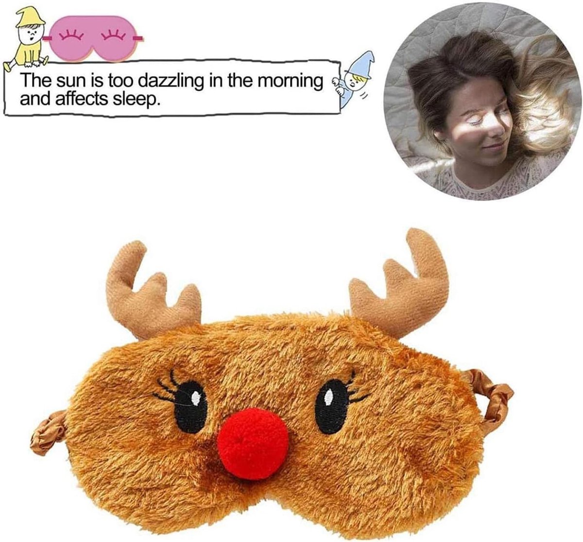 Schattig Pluche Oogmasker voor Slaap, Ademend en Zacht, Cartoon Dierlijke Oogbedekking, Ideaal voor Ontspanning en Slaapcomfort