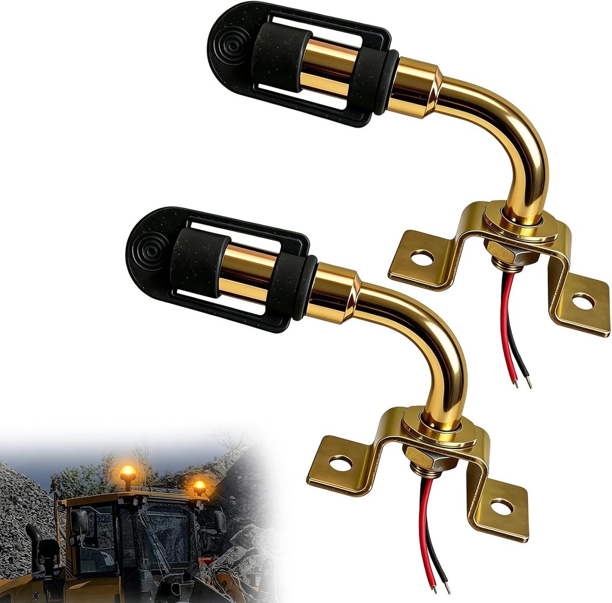 Draaibare lamphouder 90 graden L-vorm, 12 V/24 V, met kabel en rubberen kap voor landbouwvoertuigen en machines, universeel en multifunctioneel