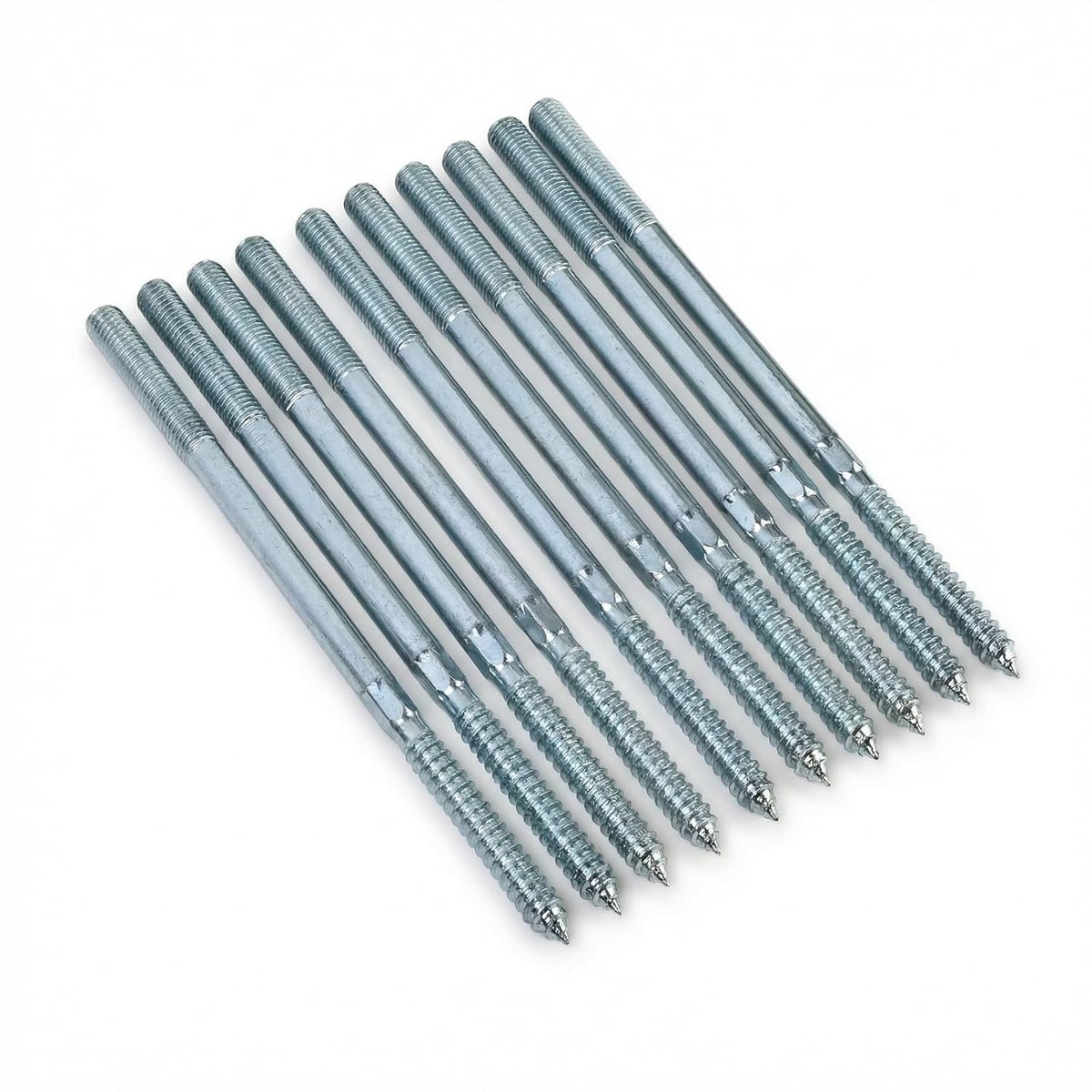 10 stuks M10 x 200 mm dubbele schroefdraad stokschroeven met Torx-aandrijving, verzinkt staal voor buisklembevestiging en meubelmontage, sterke houtschroeven voor duurzame verbindingen