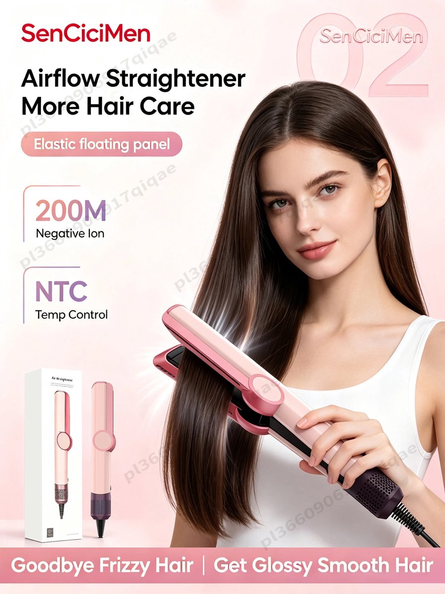 Veya Roze 2 in 1 Stijltang - Stijltangen - Airstyler - Drogen en stijlen in één beweging - Voor glad haar - 1300W - 80 - 140 °C