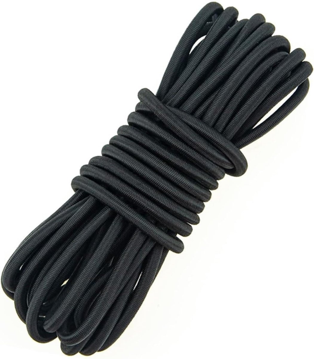 Duurzame Bungee Koord 4mm 10m, Elastisch Touw voor Camping, Tarpaulin en Trailergebruik, Ideaal voor Backpacking en Bevestigen van Lasten