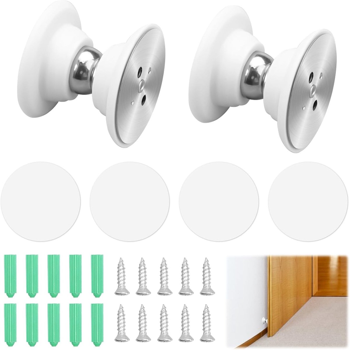 Siliconen Magnetische Deurstoppers - 2 Stuks, Ideaal voor Motorhomes en Diverse Deuren, Voorkomt Schade aan Muren en Deuren met Inclusief Schroeven