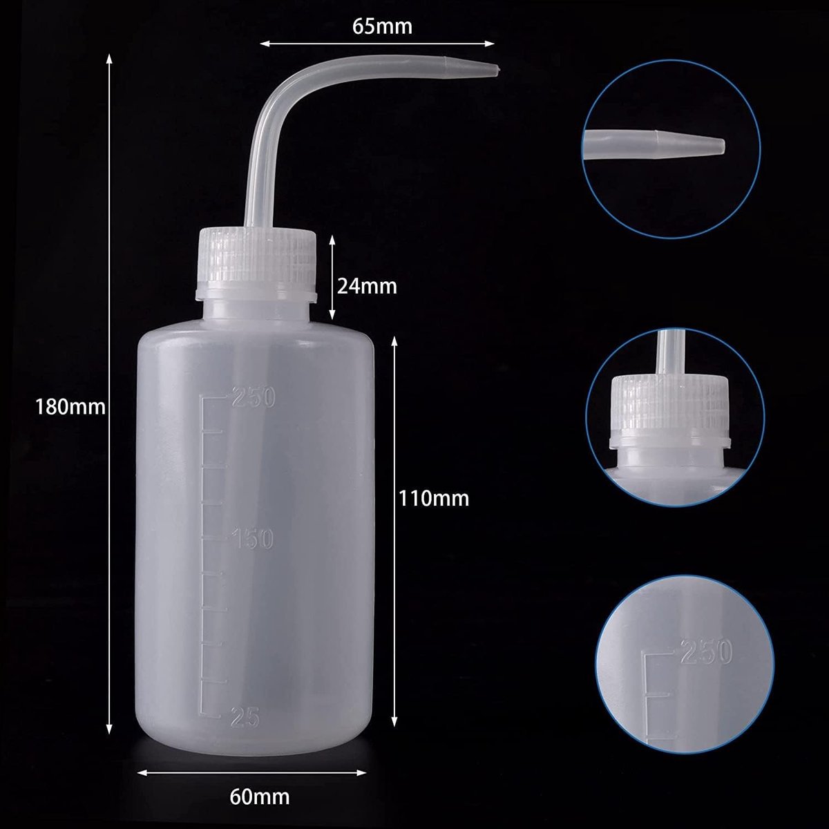 Pissetflessen voor Planten en Water, Transparant Plastic, 250 ml, Set van 3 - Ideaal voor Tuinieren en Hydratatie