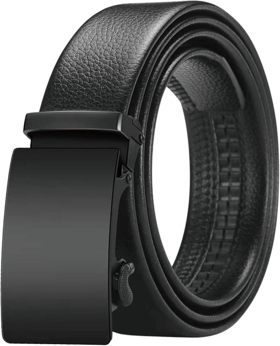 Automatische Leren Riem 3,5 cm Breed Zwart 120 cm Verstelbare Riem voor Kostuum en Jeans