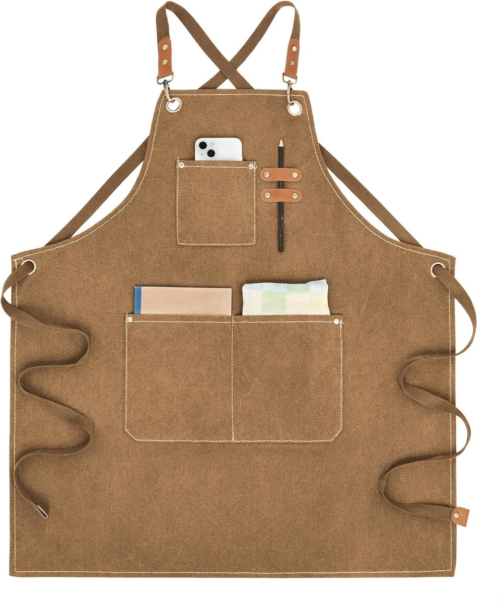 Multifunctionele Canvas Werkschort met Vakken voor Gereedschap en Kookaccessoires