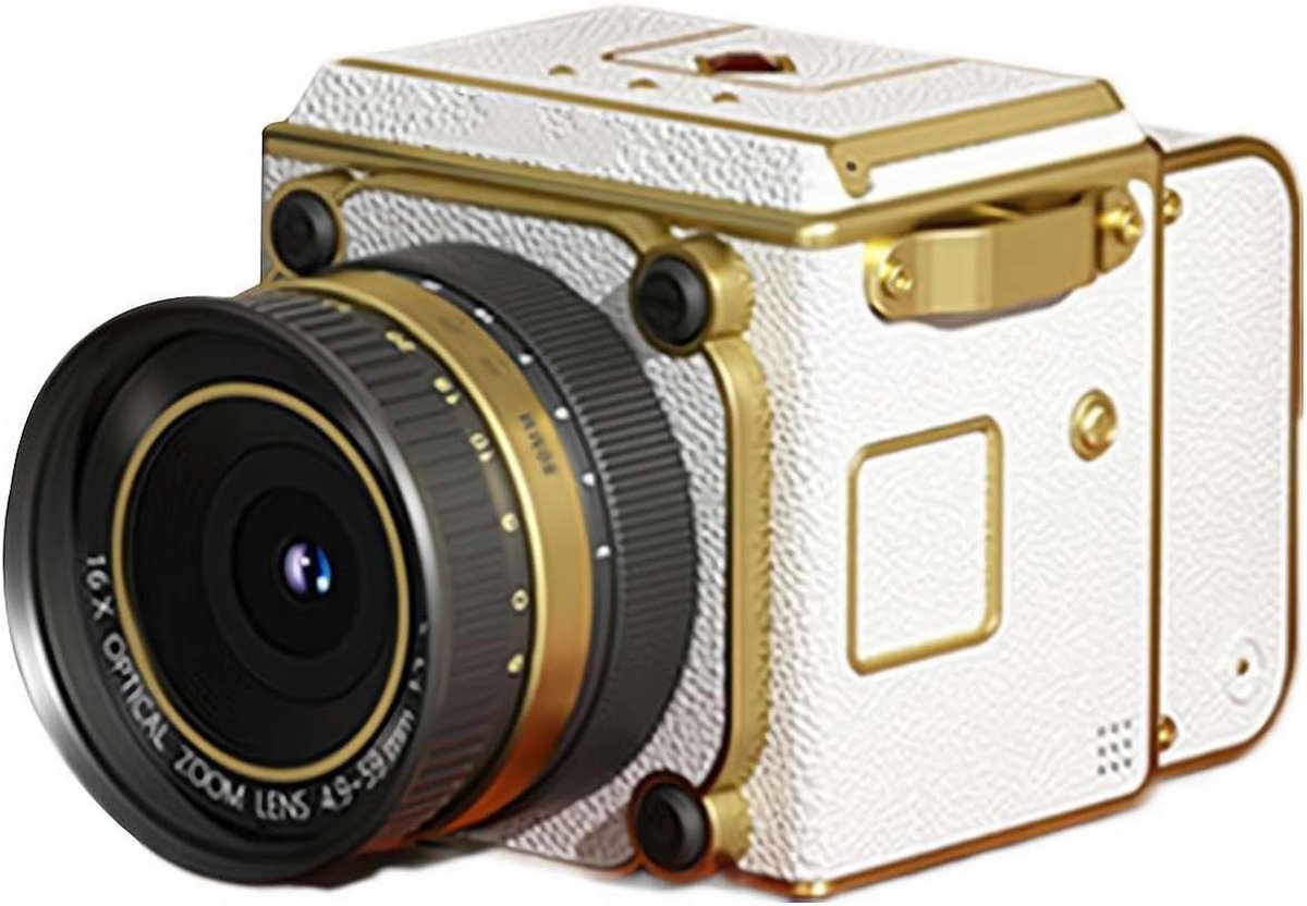 Retro digitale camera - Draagbare retro point-and-shot camera met decoratief design - Compacte autofocuscamera met ondersteuning voor 2.7K video-opname, 56 MP, geschikt voor beginners, kinderen en tieners - Wit