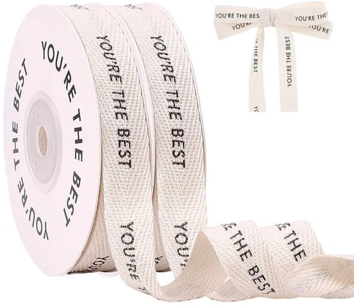 Bloemenmotief witte polyester linten - Cadeau inpakken - 10 yards - Jij bent de beste - Elegante versiering - Geschikt voor creatieve projecten