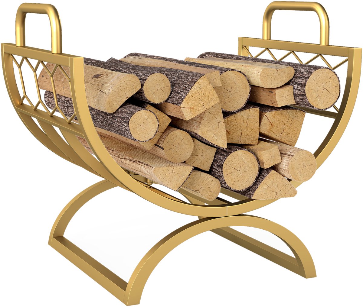 Outsunny Houtrek voor Brandhout Metaal 46L x 36B x 41H cm Goud