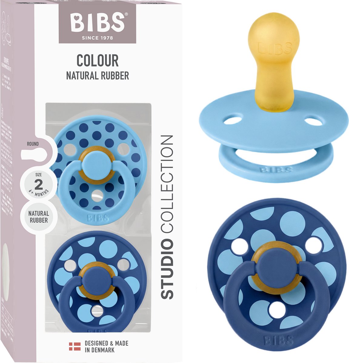BIBS Colour Fopspeen - 6-18 mnd - 2-pack - Rond - Breeze/Cornflower
