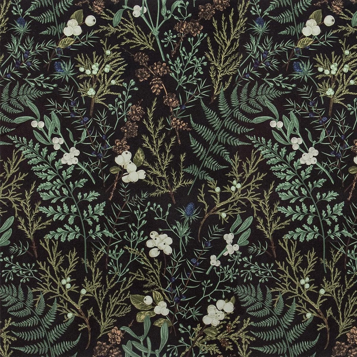 Botanisch Behang Zelfklevend Contactpapier met Zwarte en Groene Bloemen voor Woonkamer, Keuken en Meubels - Vinyl Wanddecoratie 45cm×3