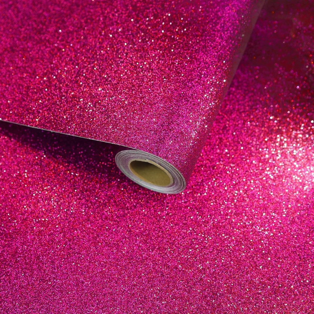 Glitter Zelfklevend Behang Donkerroze 30 x 300 cm voor Meubels en Kinderkamer Decoratie met Pailletten Effect