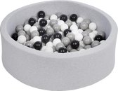 Zachte Jersey baby kinderen Ballenbak met 300 ballen,  - zwart, wit, grijs
