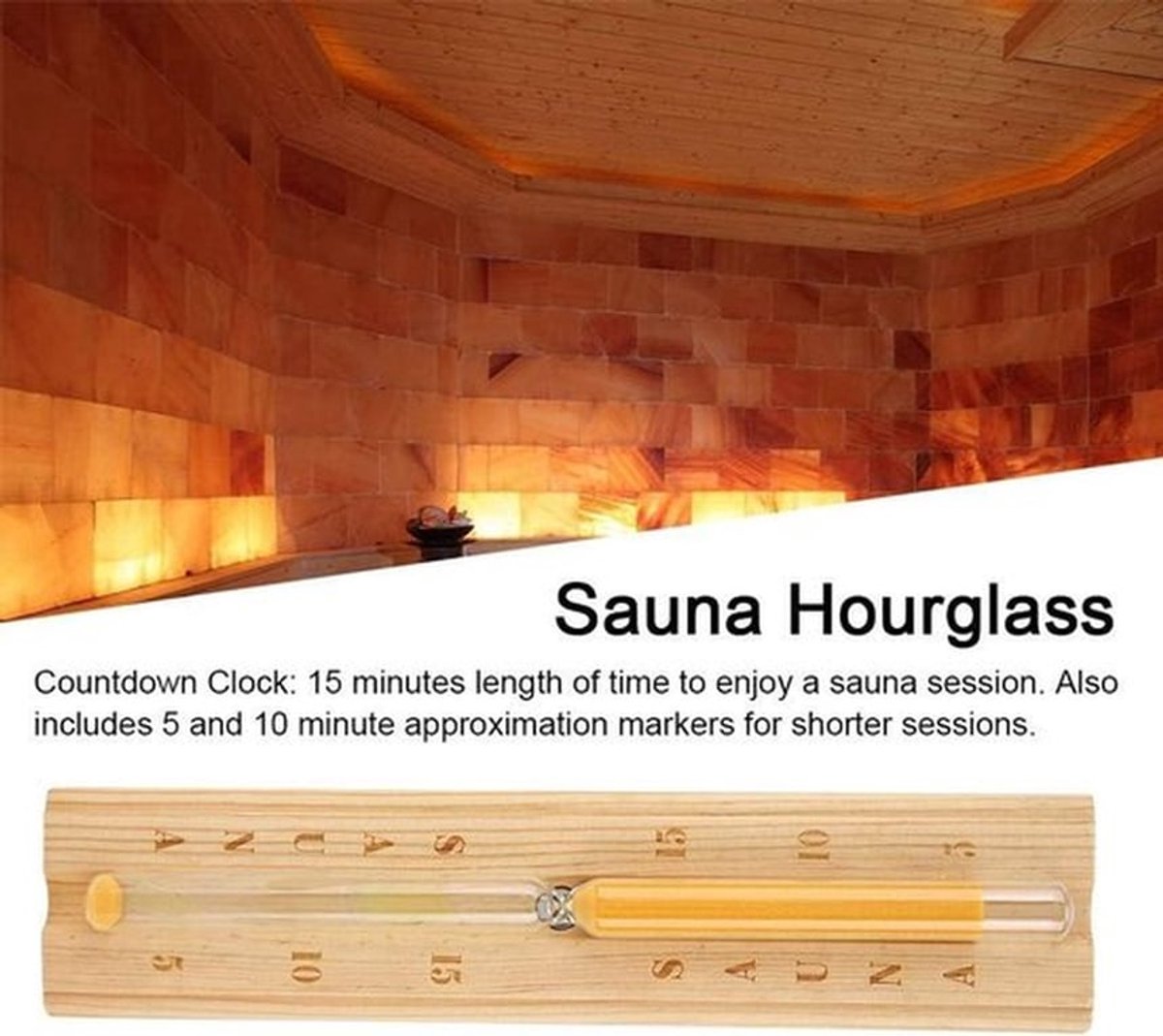 Houten saunazandloper 11,8 inch - Aftelklok lavendel - Duurzaam - Thuis sauna accessoire