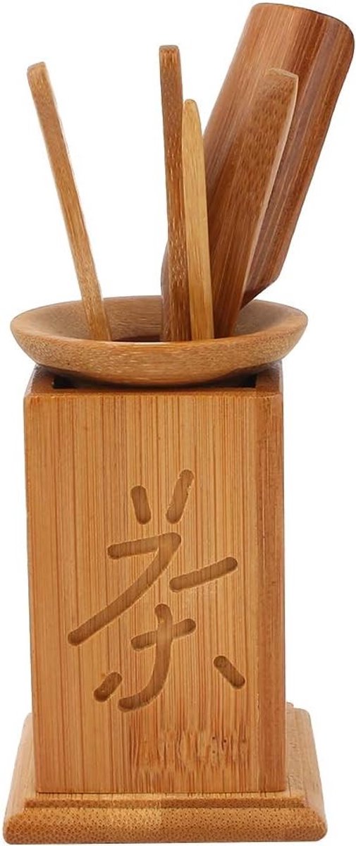 Traditionele Chinese theeset voor Gongfu theeceremonie, zesdelige set met theenaald, lepel, clip en emmer