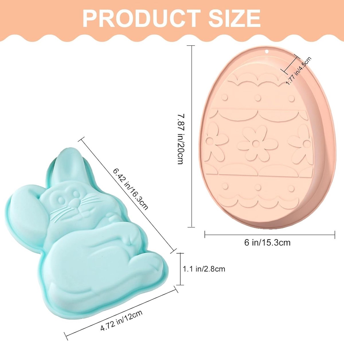 Easter Bakvormen voor Chocolade en Taart, 2 Stuks, Konijn en Paaseieren, Perfect voor Decoraties en Snoepjes