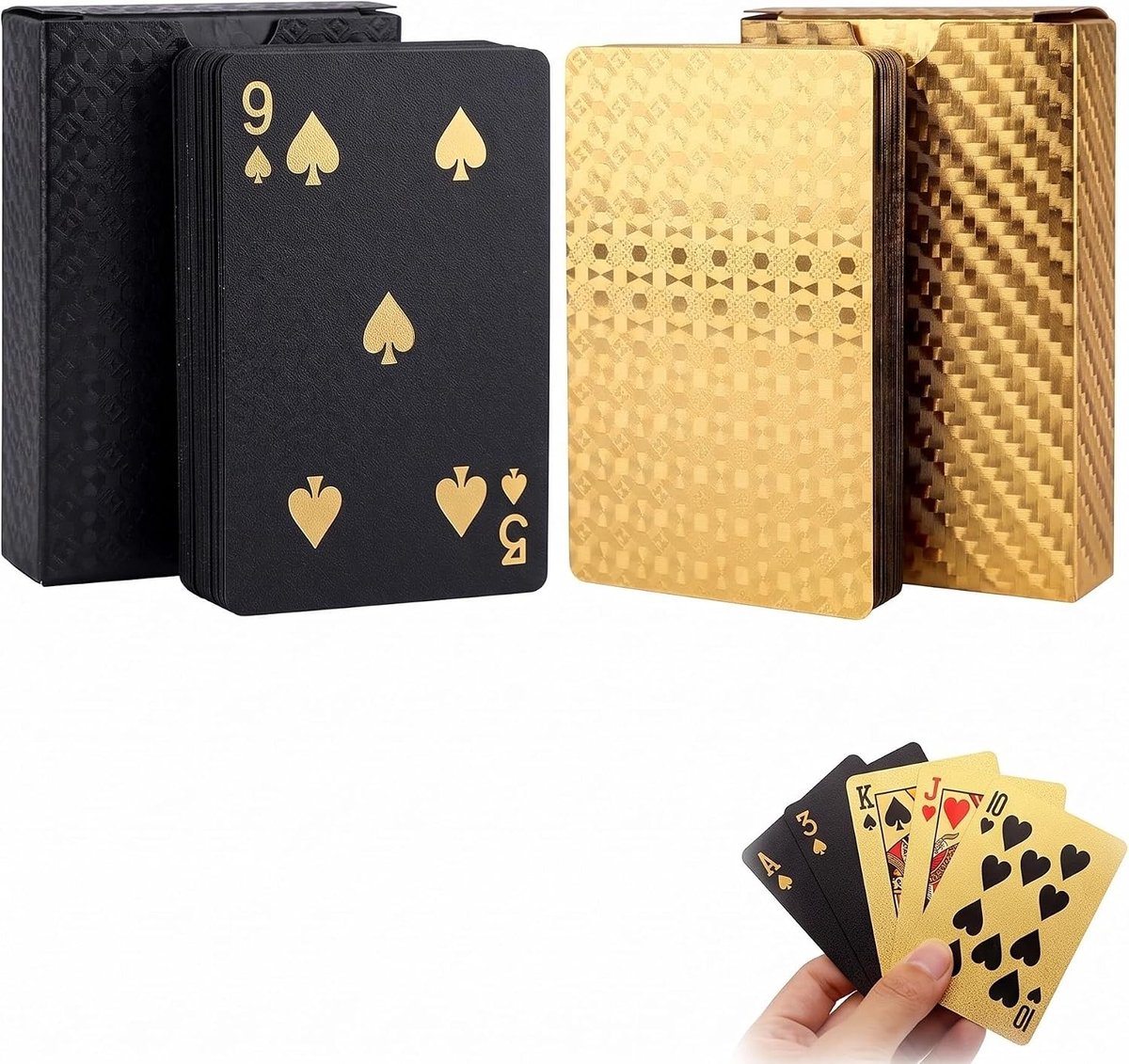 Dubbeldeck Speel- en Pokerkaarten - Zwart - Standaardformaat - Waterdicht kunststof - Voor Bordspellen en Poker