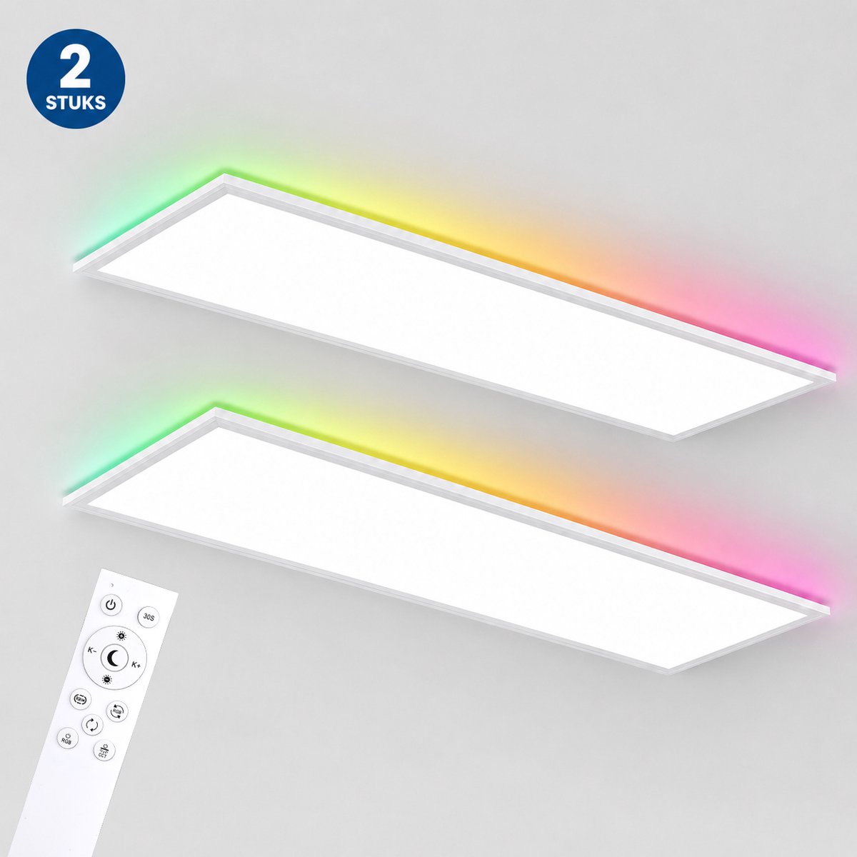 LOVHAUS 2x LED Plafondlamp 120x30 cm – 40W 4400LM – RGB Achtergrondverlichting – Dimbaar 3000K-6500K