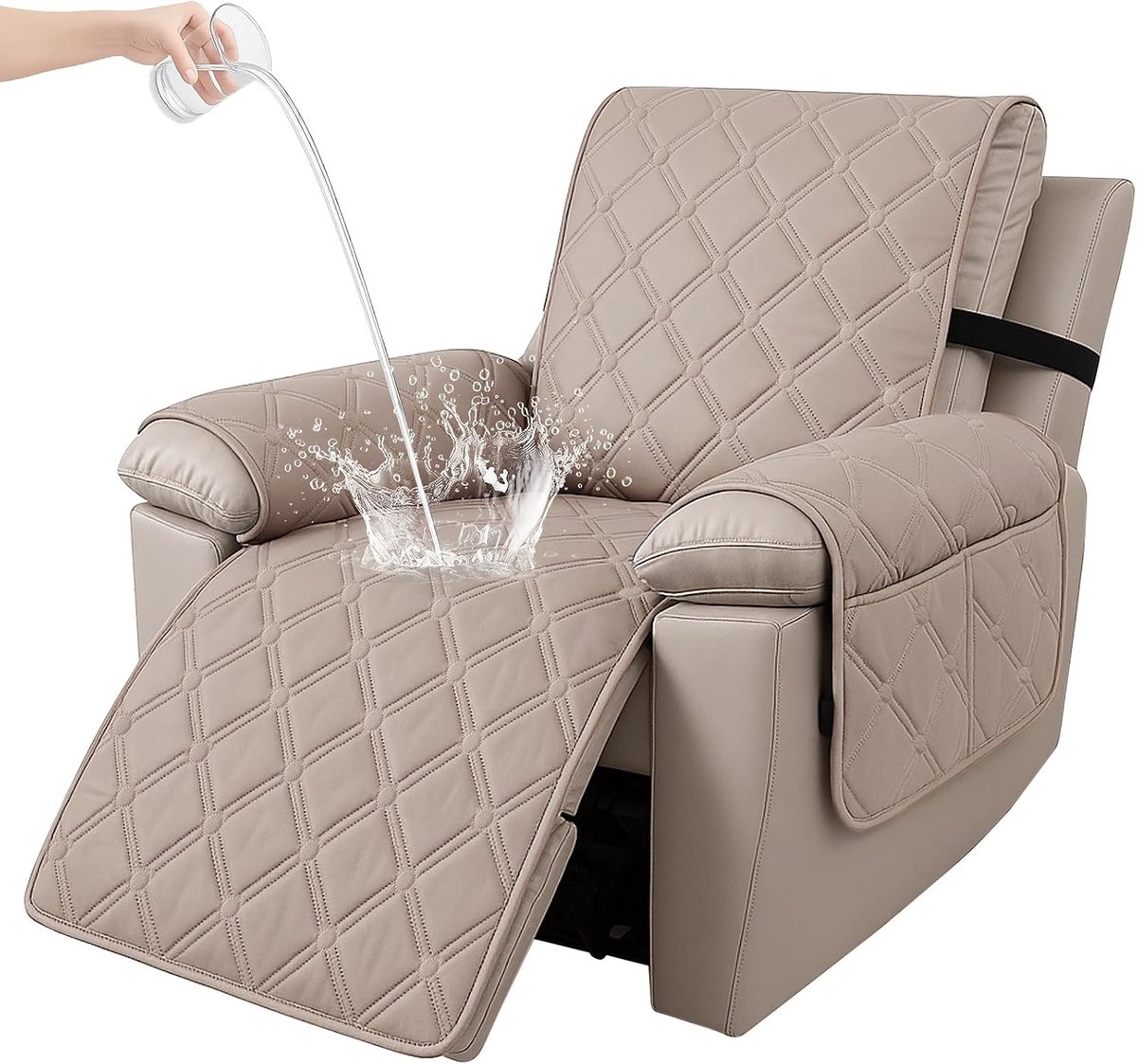 Fauteuilhoes - Koffie Licht - 1 Plaats - Waterdichte Stoelbeschermer van Zachte Stof - Voor Relaxfauteuil