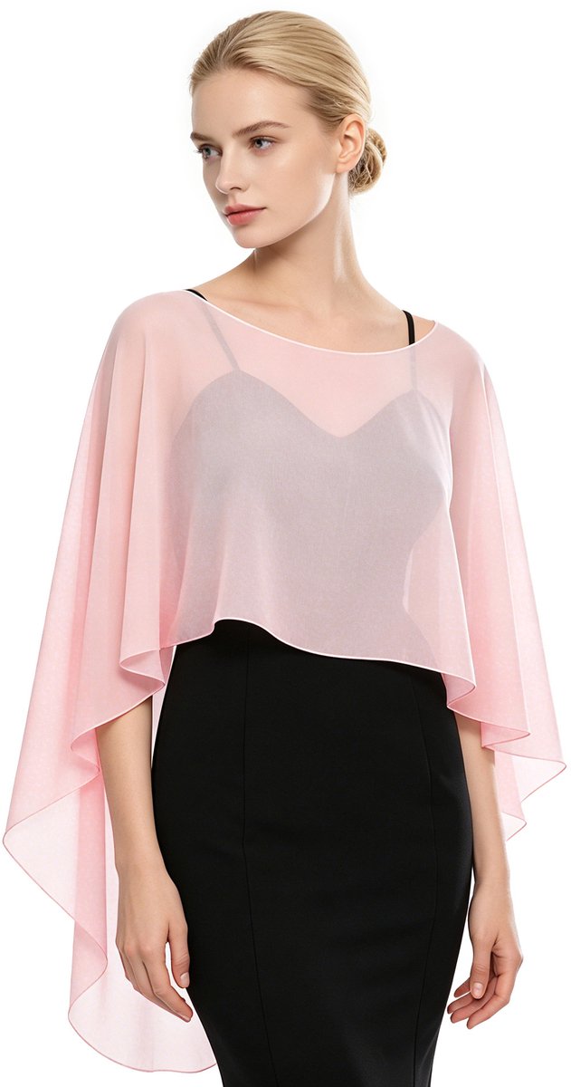 Dames avondjurk sjaal en omslagdoek, lichtgewicht chiffon sjaal in sjaalstijl. (1 stuk)-roze-105*115cm