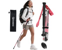 Qoosea Wandelstokken voor dames, opvouwbare trekkingstokken, verstelbaar, 110-125 cm, koolstofvezel, licht - ShopVlot