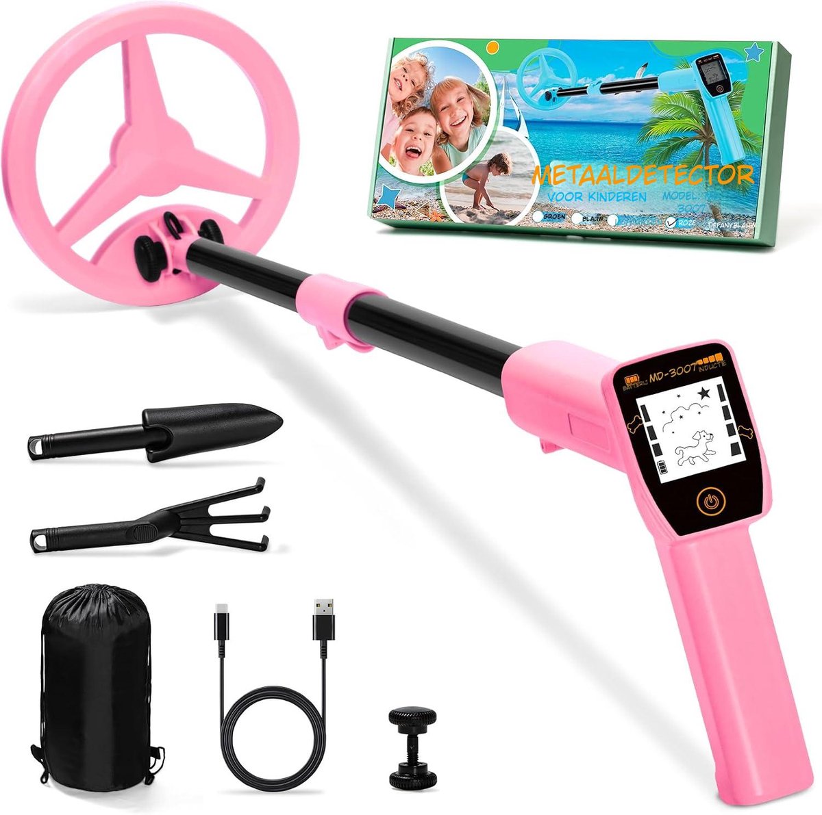 Kavo Metaaldetecktor voor Kinderen - Metaaldetector - Waterdicht & Lichtgewicht - Roze - 17cm x 17cm x 60cm