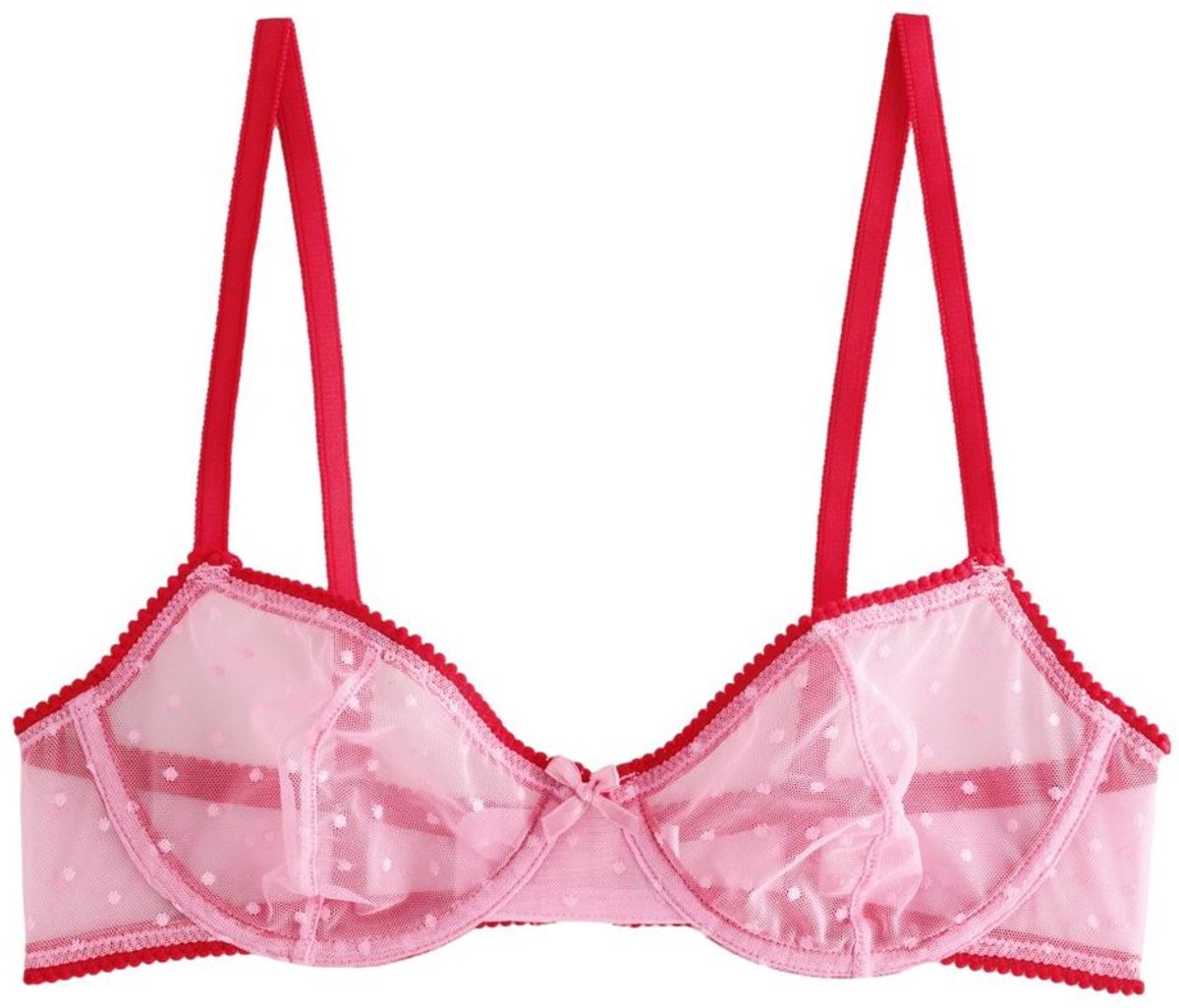 Next Dames - Balkonbeha met stippen en mesh, zonder vulling - Roze Pink
