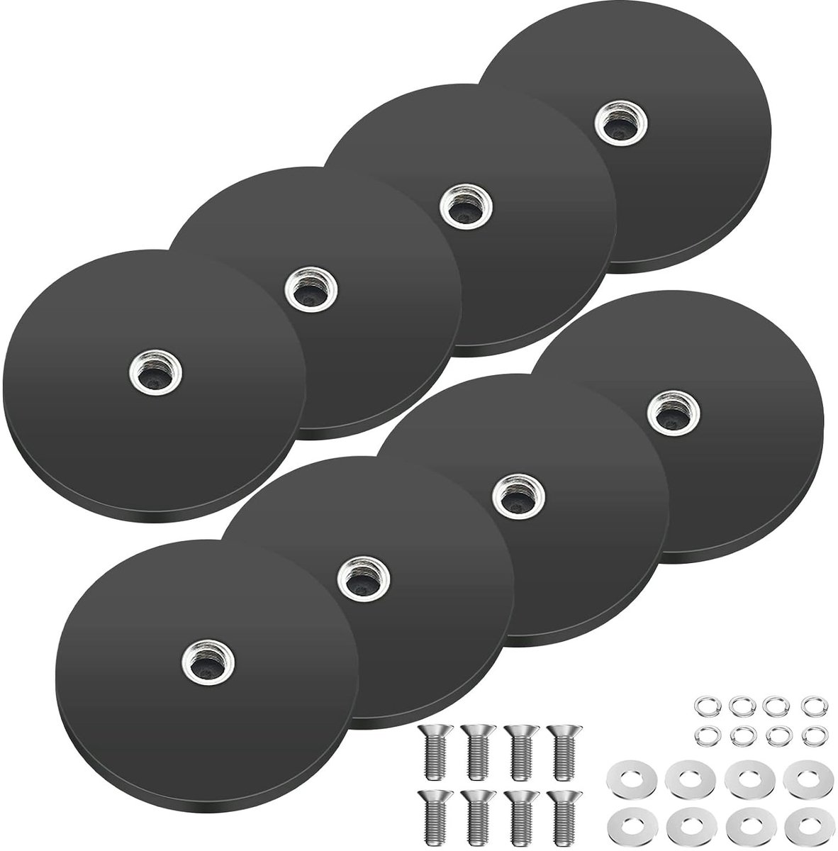 Neodymium magneten - Zwart - Diameter 43 mm - Rubber gecoate magneet met M6-schroefdraad - Voor bevestiging en montage