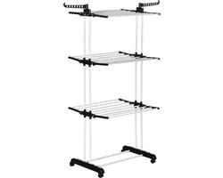 HOMCOM-Wäscheständer-Stahl, Kunststoff-73L x 64B x 177H cm-Schwarz