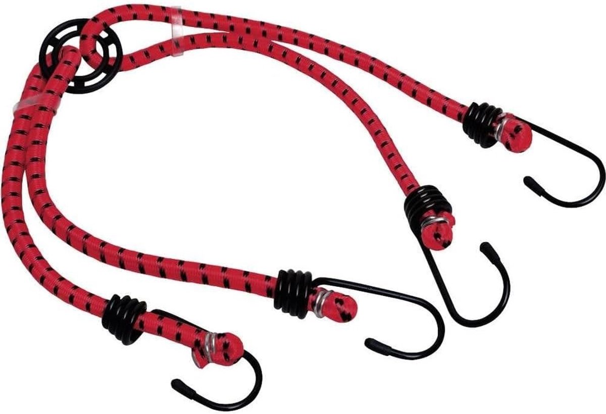 Kunststof Gecoate Haken - 8mm x 50cm - Elastisch Koord met 4 Armen - Voor Bevestigen van Bagage