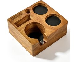 Espresso tamper station van walnoot hout voor 51/54mm, perfect voor koffieliefhebbers en barista's