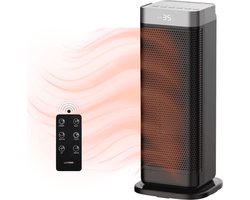 Luvego Elektrische Kachel 2000W - Verwarming - Keramische Ventilatorkachel - Heater - Draaifunctie Oververhittingsbeveiliging - Afstandsbediening & Timerfunctie - Met extra lange kabel - Zwart
