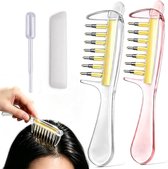 2 stuks-kam-hoofdhuid essentiële olie applicator-haarverzorging kam-met druppel-zonder essentiële olie-essentiële olie applicator kam-wit + roze