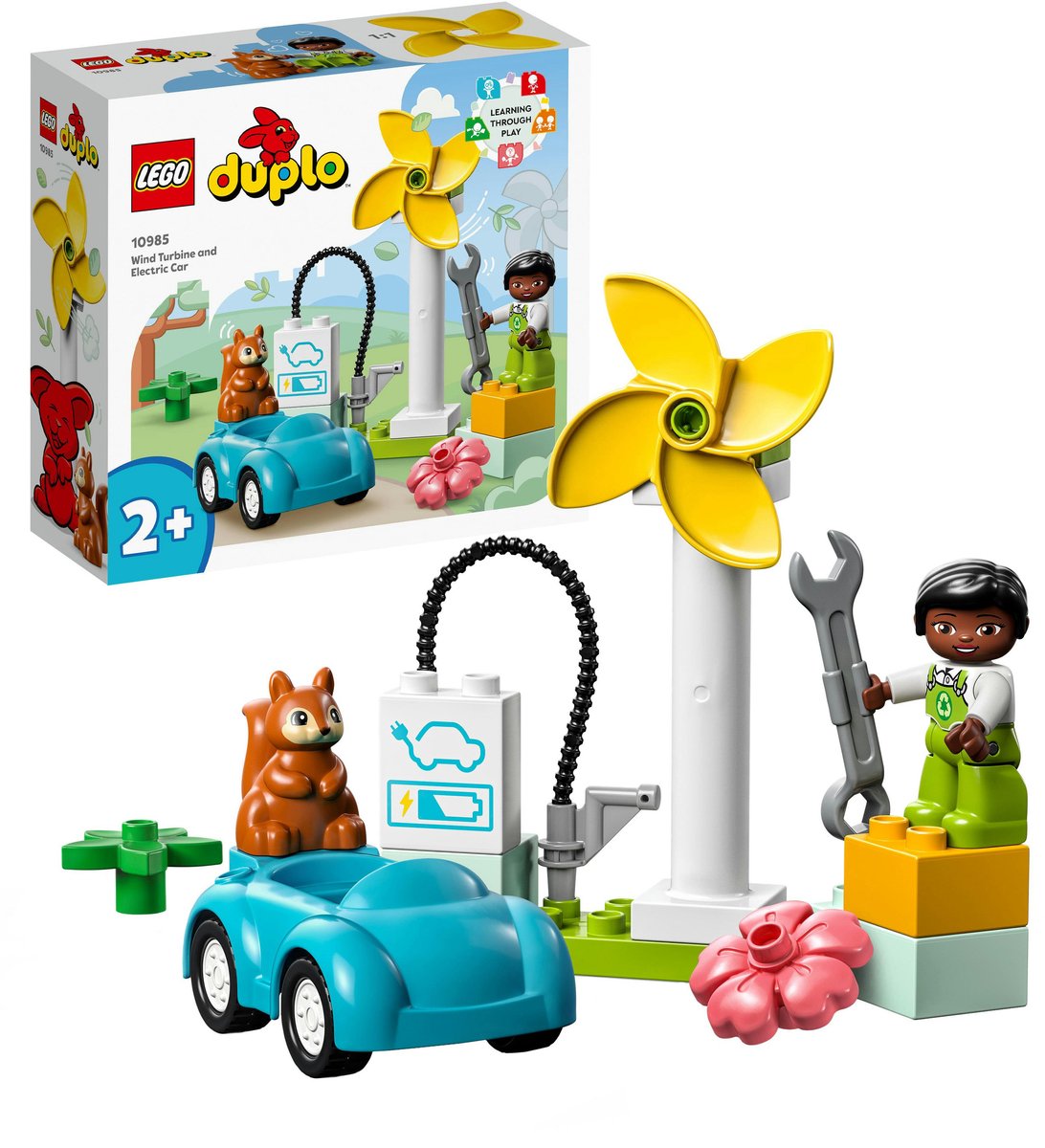 Bol.com LEGO 10985 DUPLO Stad Windmolen en elektrische auto, Leerzaam Peuterspeelgoed met Figuren aanbieding
