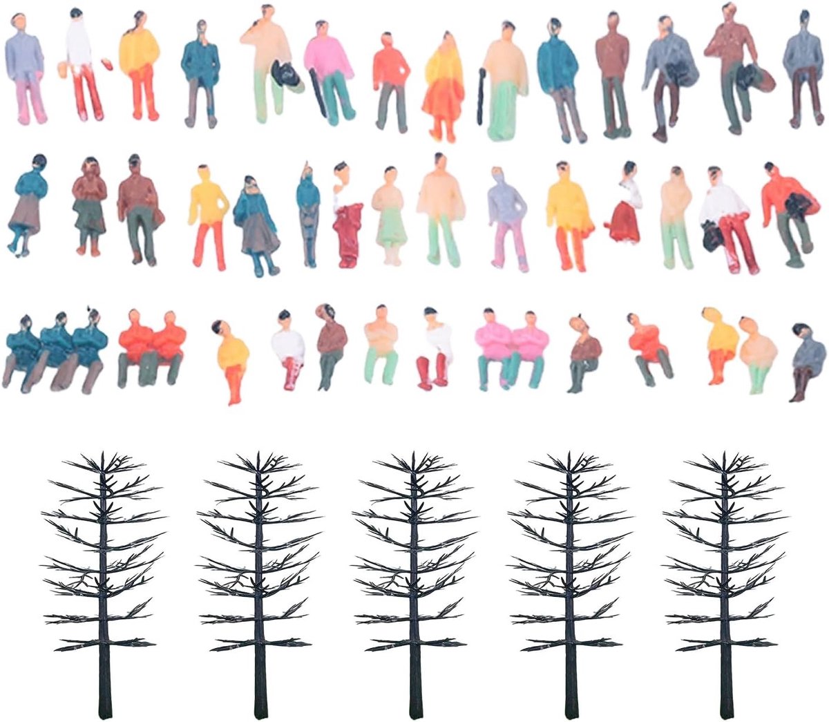 Kleurrijke Miniatuur Figuren en Bomen voor Architecturale Modellen, Creatieve Decoratie en DIY Projecten