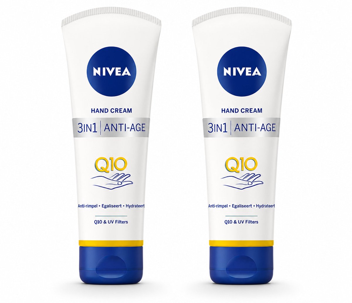 2 x NIVEA - Handcrème - 3-in-1 Q10 Anti-Veroudering - Anti-rimpel - Egaliseert - Hydrateert - 100 ml - Bulkverpakking - 2 stuks