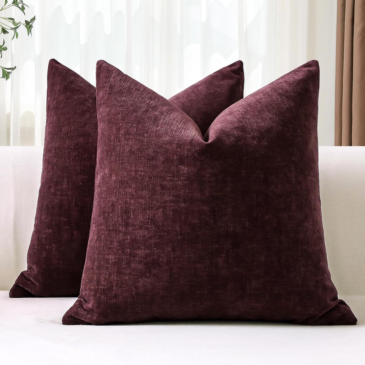 Kussenhoes - Set van 2 - 60 x 60 cm - Chenille - Met Rits - Rood