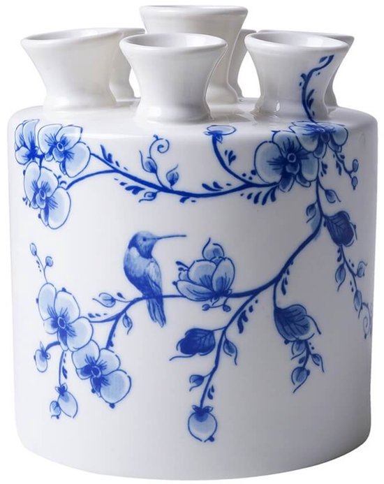 Heinen Delfts Blauw - Tulpenvaas cilinder - Orchidee - Keramiek - 16 cm Heinen Delfts Blauw - Tulpenvaas cilinder - Orchidee - Keramiek - 16 cm