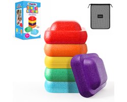 MontiPlay® Stapelstenen 6 stuks – Stapstenen – Stepping Stones - Balansstenen - Motoriek & Evenwicht - Balanceer stenen - Kinderen
