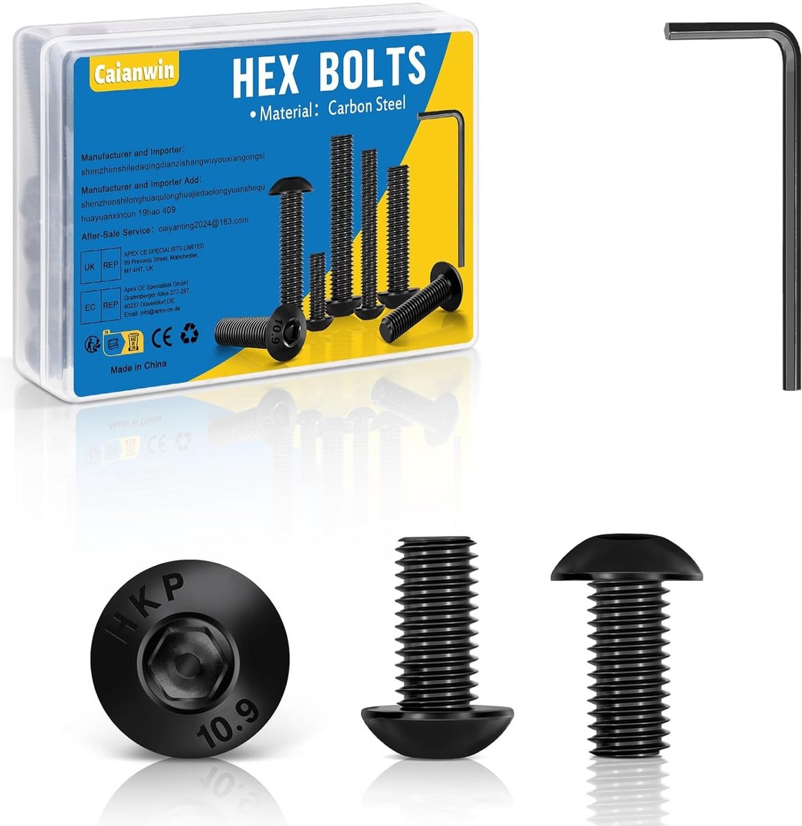 Pack van 50 M4 Lenskop Schroeven, M4 x 8, Zwart, Halfronde Kop, ISO 7380, Carbon Staal, Inbusschroeven voor Machines, Apparaten en Meubels