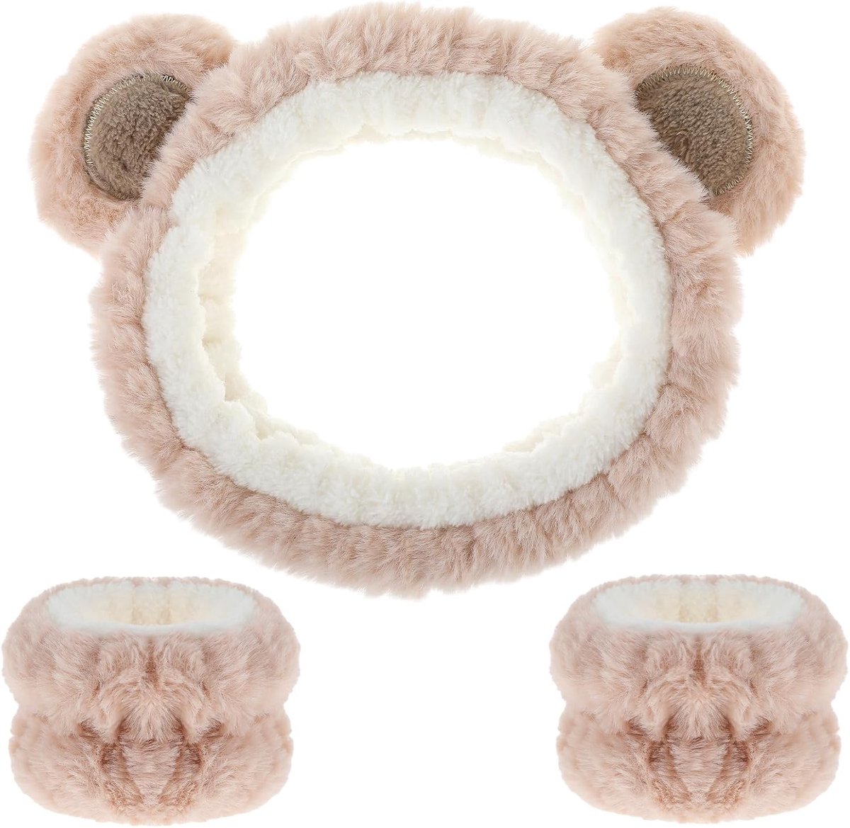 Elastische Haarband voor Make-up en Reiniging, Absorberende Wasband met Berenoren voor Vrouwen, Ideaal voor Yoga, Sport en Huidverzorging