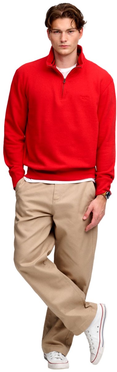 Superdry Essential Serif Logo Sweatshirt Met Halve Rits 2XL Man Rood