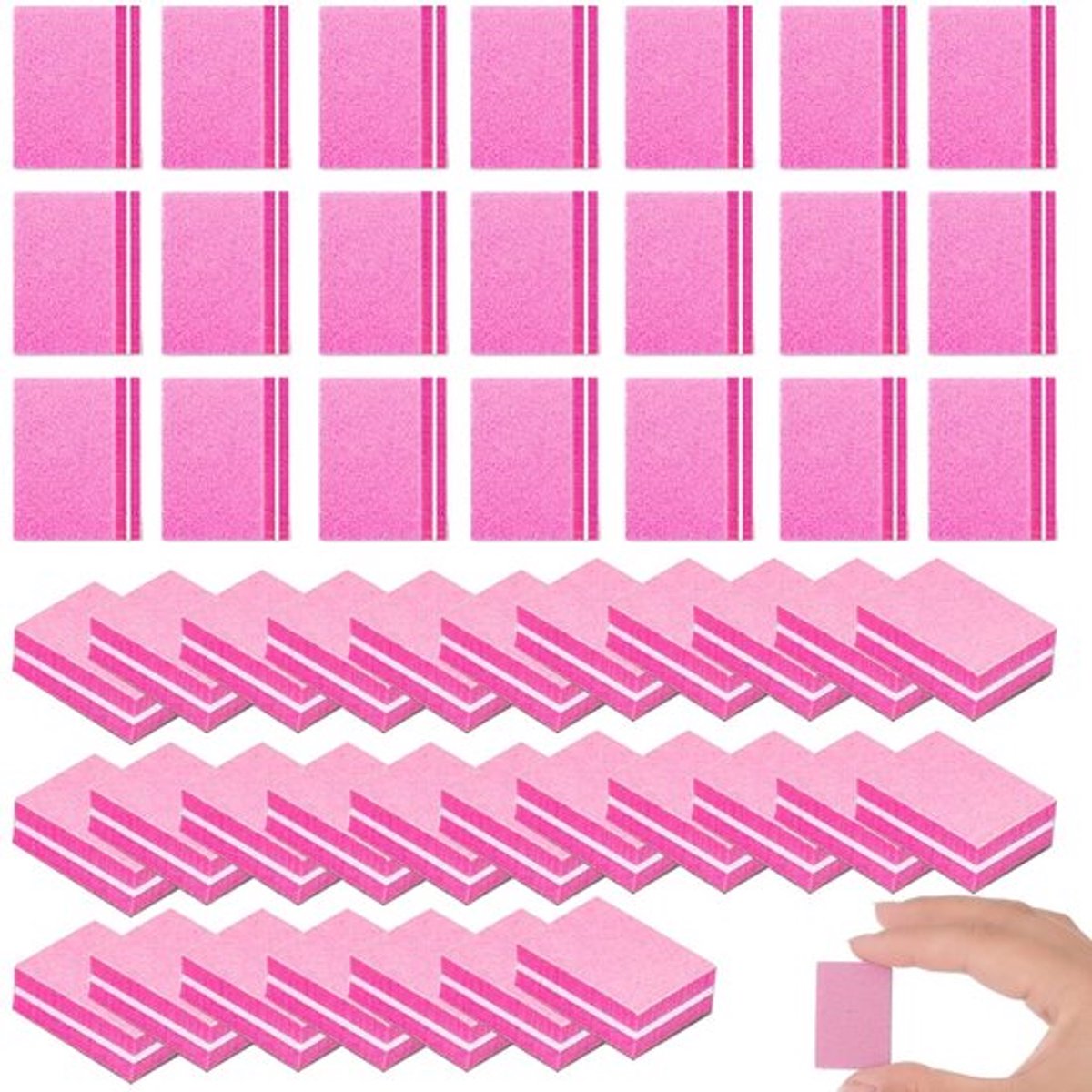 Dailygoods- Nagelvijlen 100/180 - Mini-nagelvijlen - Wasbare nagelbuffers - Roze