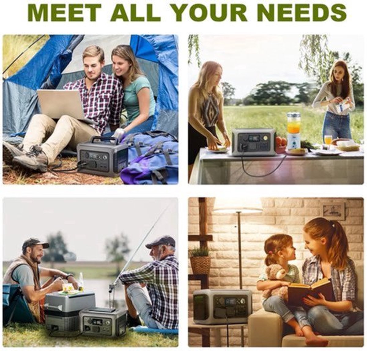 Powerstation - Generator - Aggregaat - Powerbank - Draagbare - 299Wh LiFePO4 - 600W AC Uitgang en 100W Zonnepaneel - voor Camping en Noodstroom