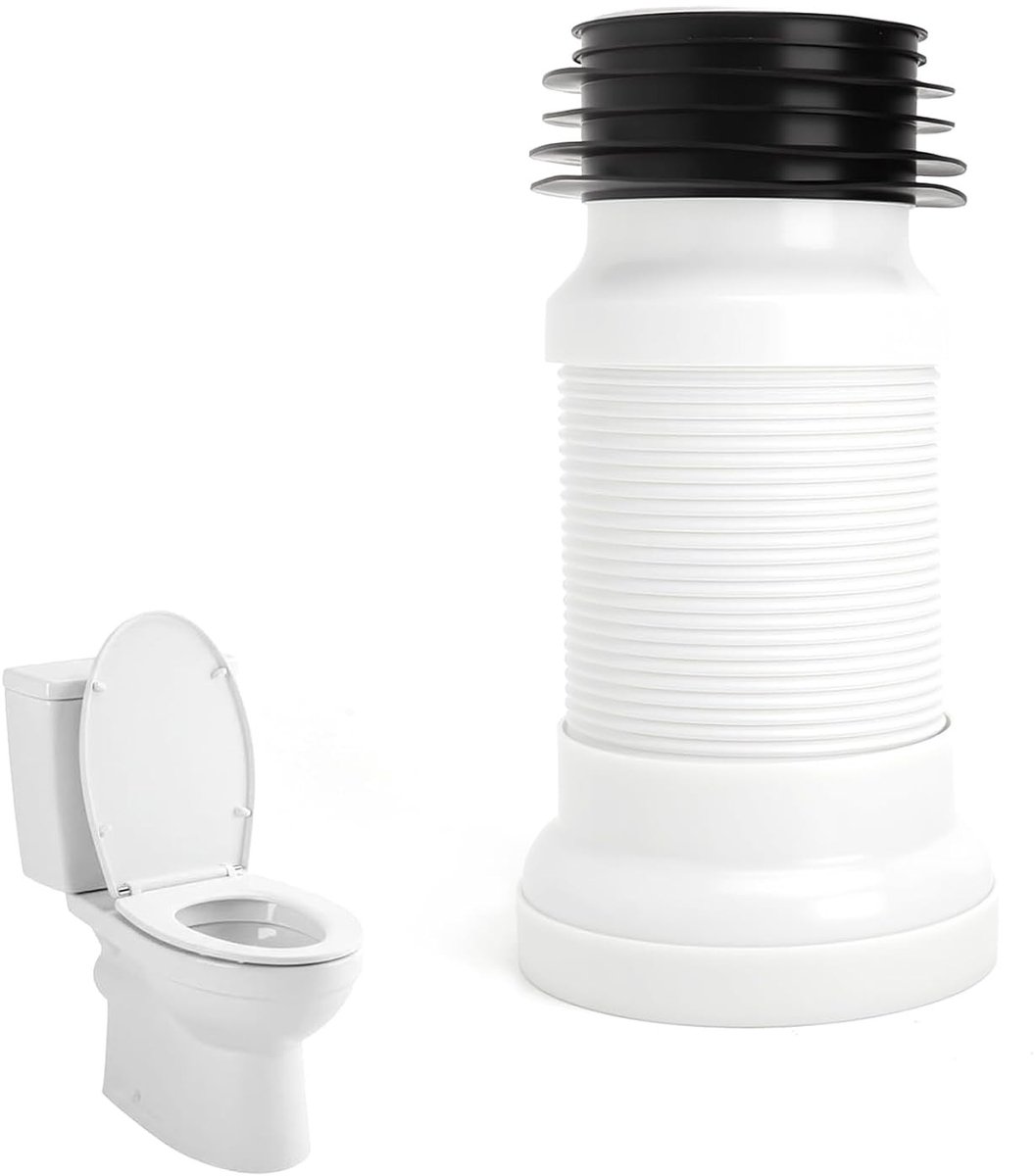 Flexibele Toiletafvoerbuis 250-500 mm, Universele Afvoerslang, Verstelbare Verbinding voor Toilet en Sifon