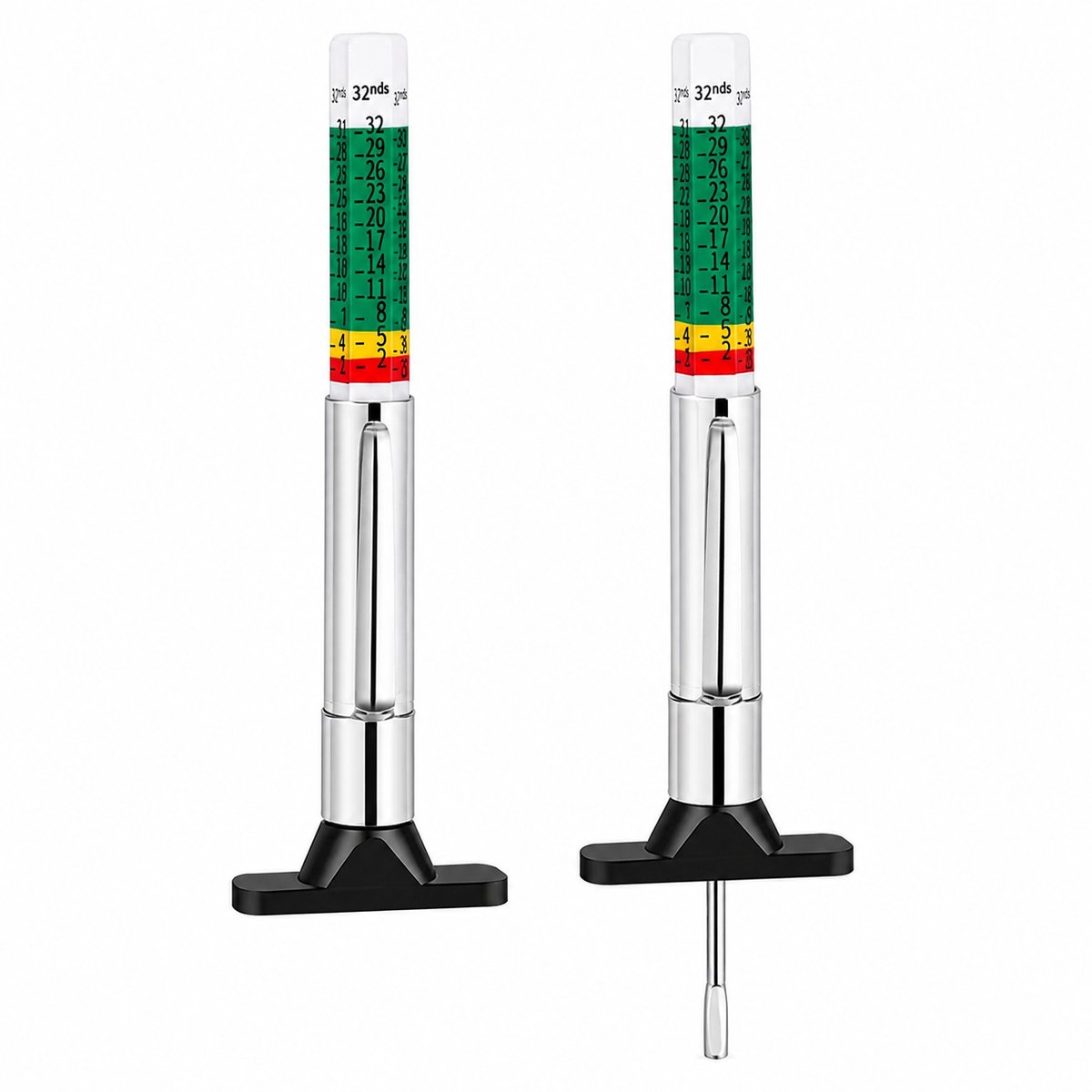 Joiride – Bandenprofielmeter – 2 Stuks – Analoge Profieldieptemeter met Kleurindicatie – Dieptemeter Autoband, Motor & Vrachtwagen – TIREMETER