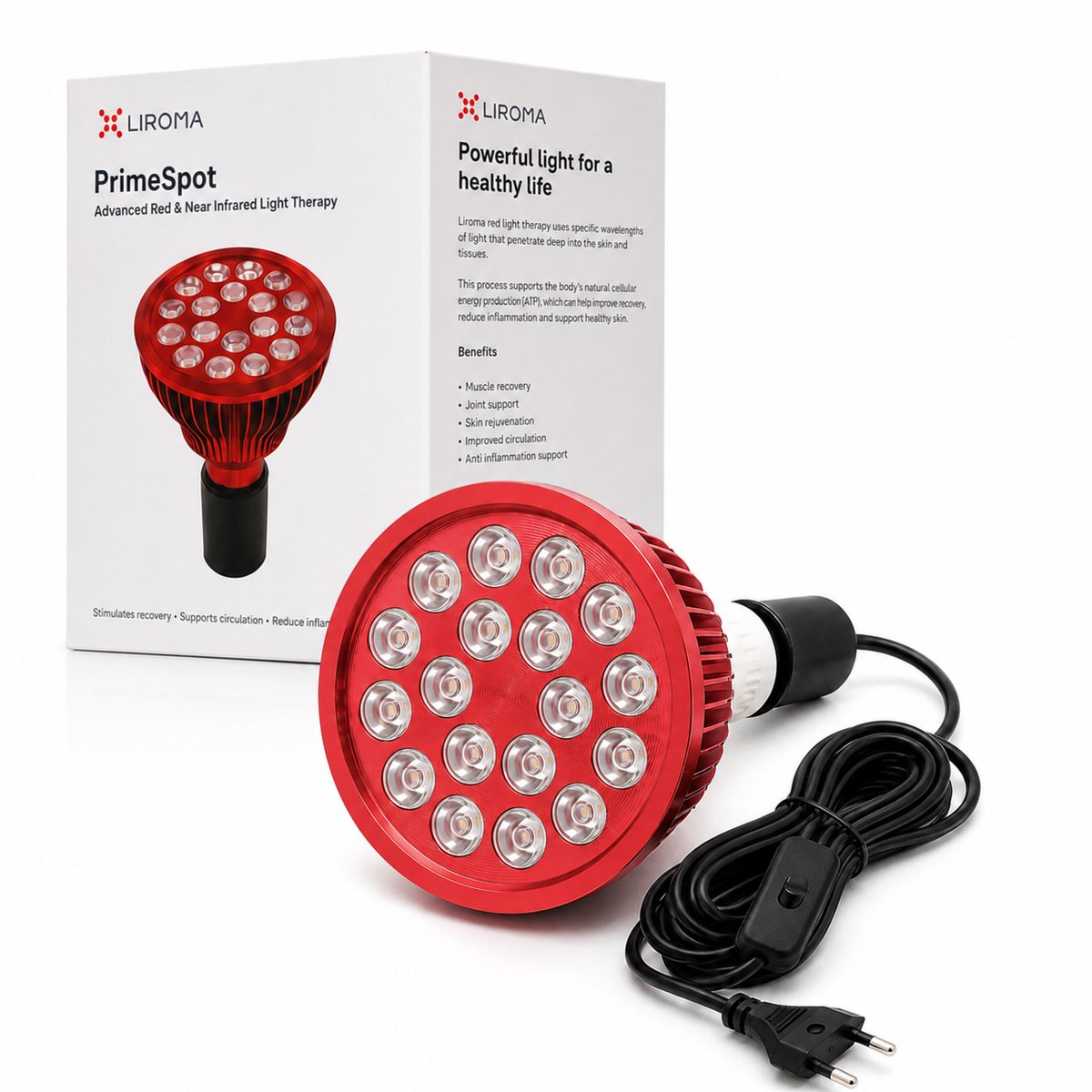 LIROMA® PrimeSpot Infraroodlamp - Spier en gewricht herstel - Infraroodtherapie - Rood Licht Therapie