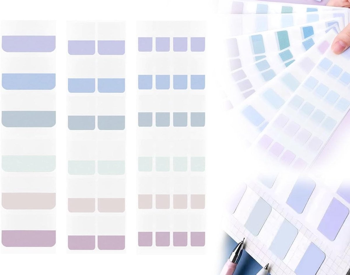 Zelfklevende Labels Set van 420 Stuks, Schrijfbare Pagina Markers, Herbruikbare Tabs en Kleurrijke Boekensteunen voor Notitieboeken en Bestandsclassificatie
